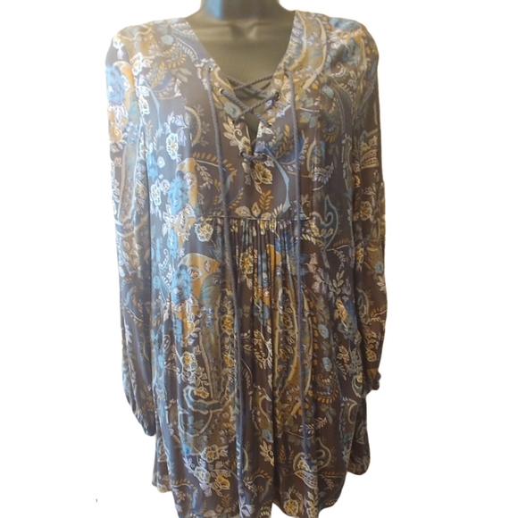 Free People Dresses & Skirts - Free People Smock Floral Boho Dress Gray XS